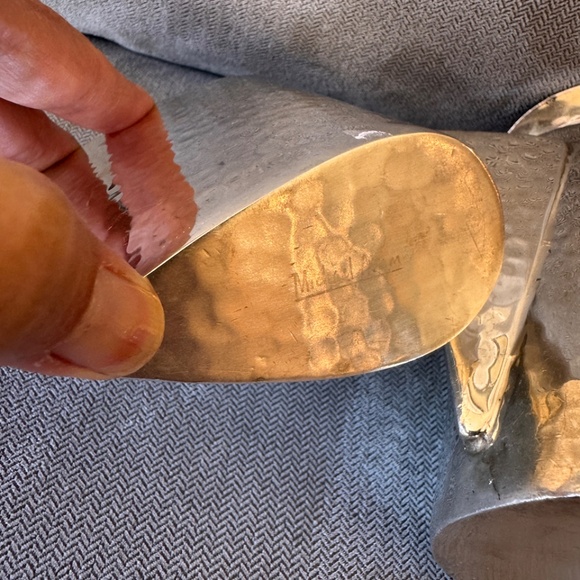 Michael Aram Silver plated Hammered Coffee / Teapot Sugar Bowl & Creamer - Picture 13 of 13